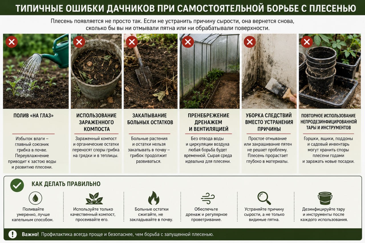 Типичные ошибки дачников при самостоятельной борьбе с плесенью